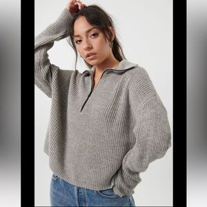 Garage Boyfriend Half Zip Mock Neck Sweater